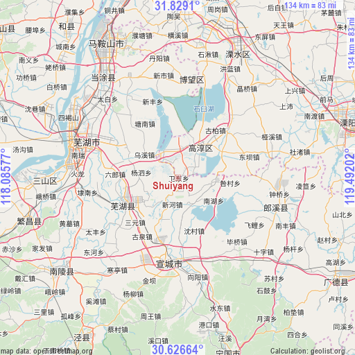 Shuiyang on map