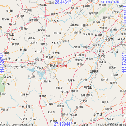 Shuixi on map