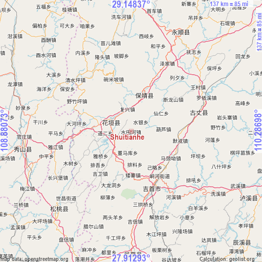 Shuitianhe on map