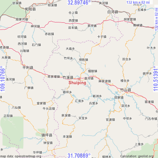 Shuiping on map