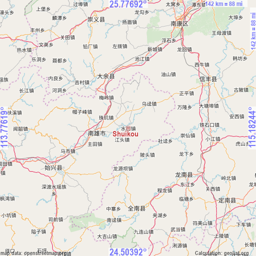 Shuikou on map