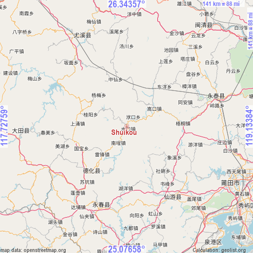 Shuikou on map