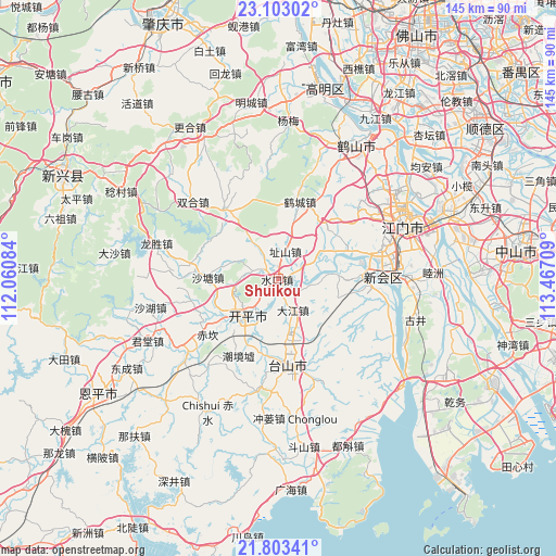 Shuikou on map