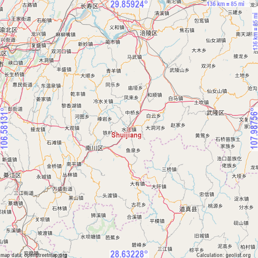 Shuijiang on map