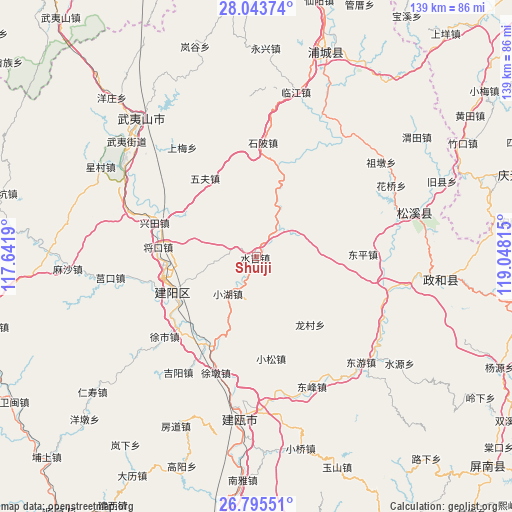 Shuiji on map