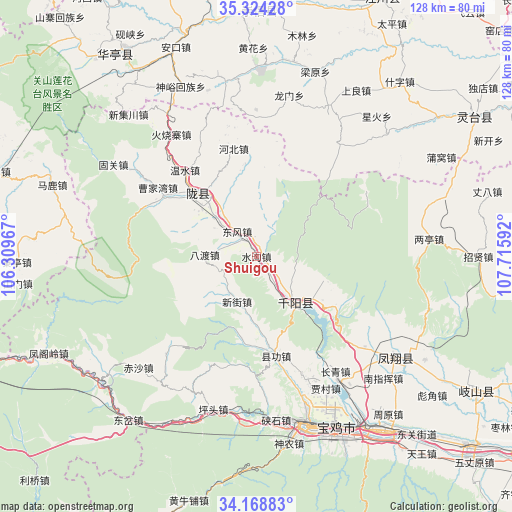 Shuigou on map