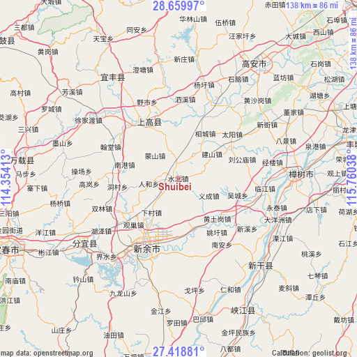 Shuibei on map