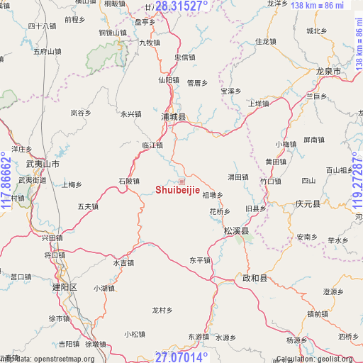 Shuibeijie on map