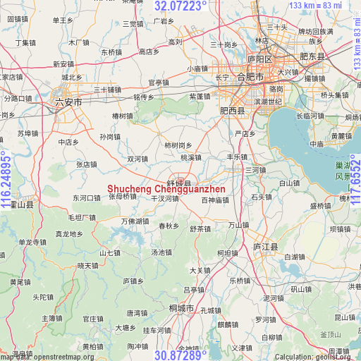 Shucheng Chengguanzhen on map