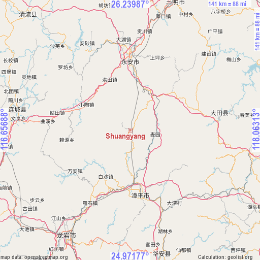 Shuangyang on map