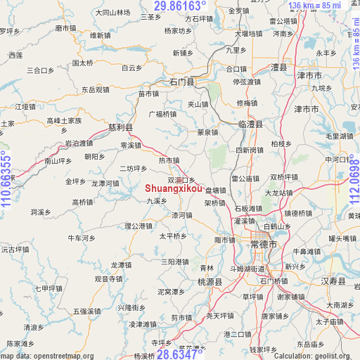 Shuangxikou on map