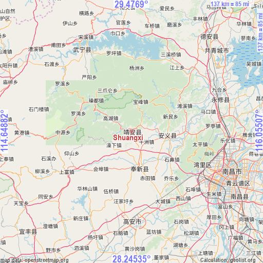 Shuangxi on map