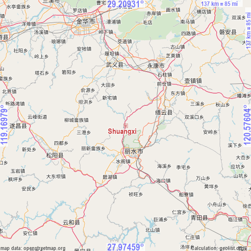 Shuangxi on map