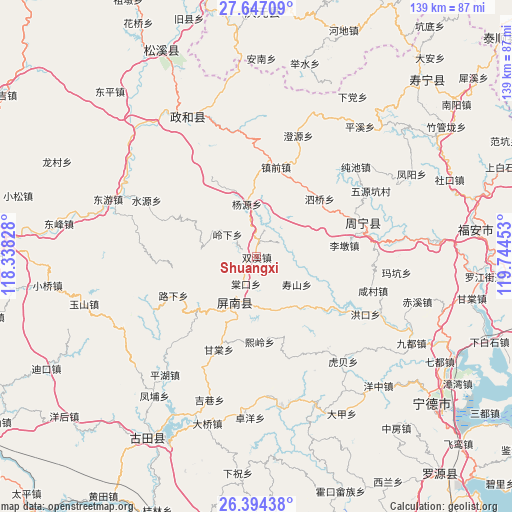 Shuangxi on map