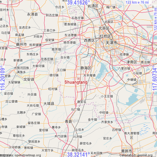 Shuangtang on map