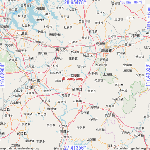 Shuangtang on map