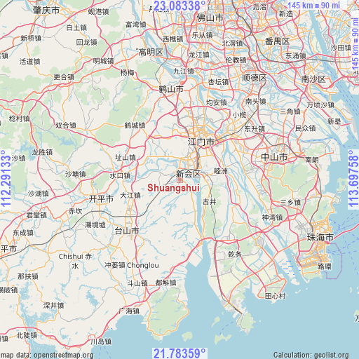 Shuangshui on map