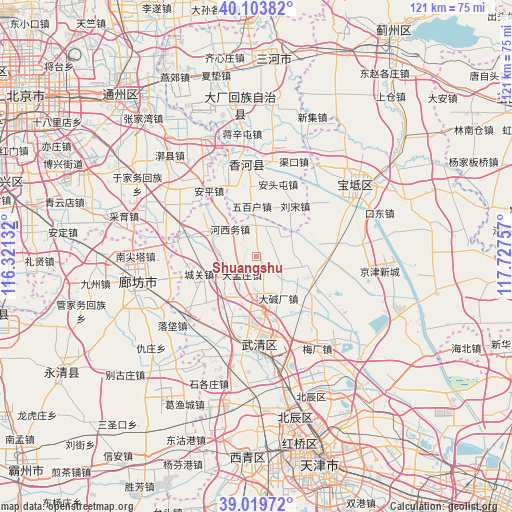 Shuangshu on map