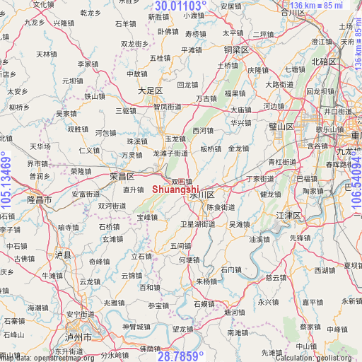 Shuangshi on map