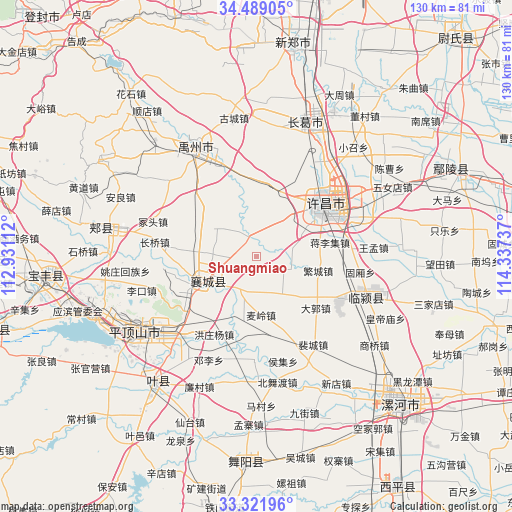 Shuangmiao on map
