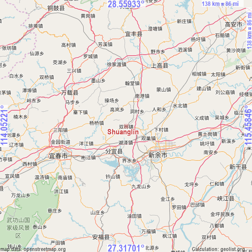 Shuanglin on map