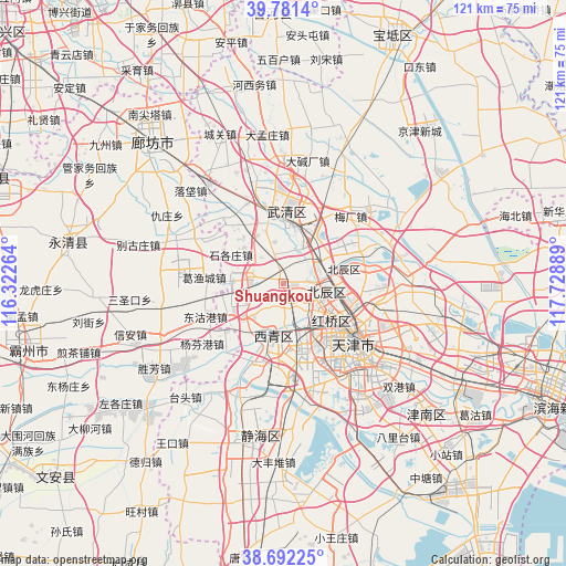 Shuangkou on map