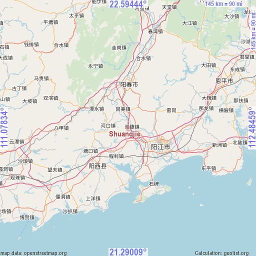 Shuangjie on map