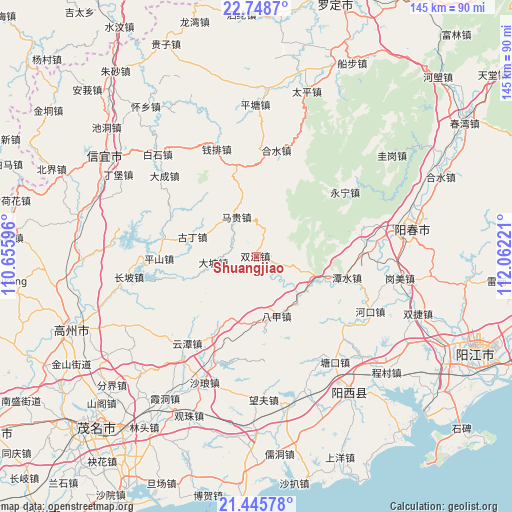 Shuangjiao on map