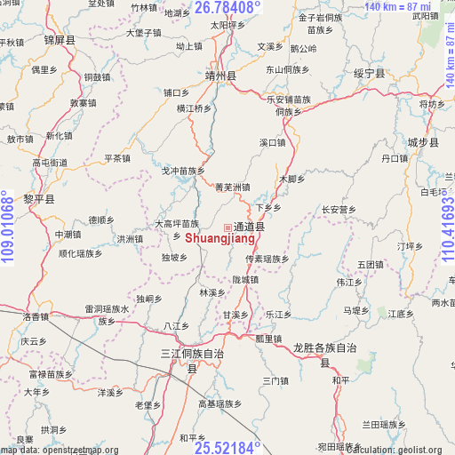 Shuangjiang on map