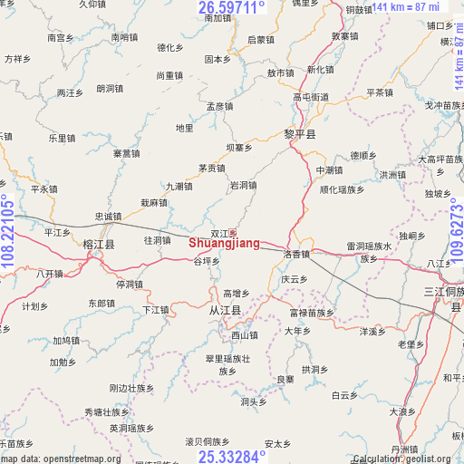 Shuangjiang on map