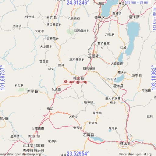 Shuangjiang on map