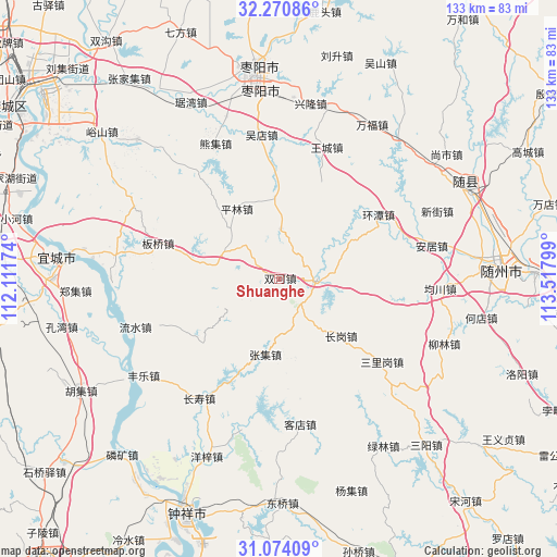 Shuanghe on map