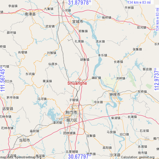 Shuanghe on map