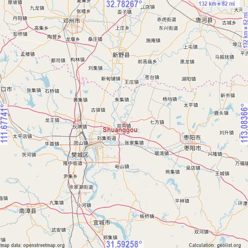 Shuanggou on map