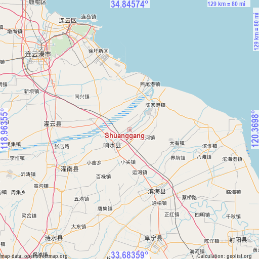 Shuanggang on map