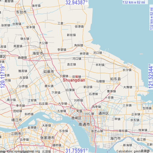 Shuangdian on map