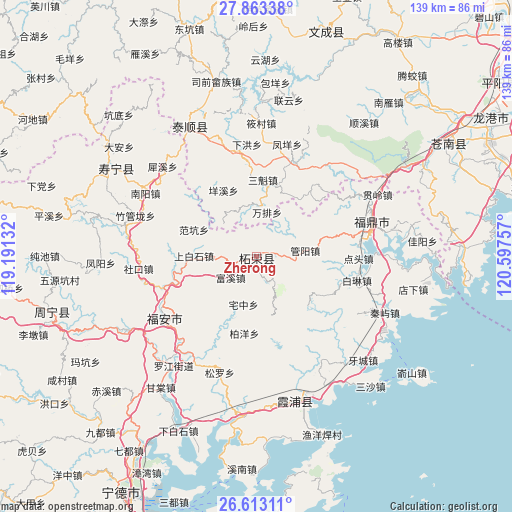 Zherong on map