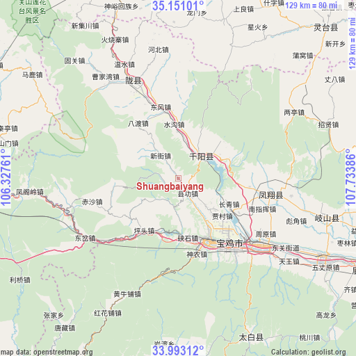 Shuangbaiyang on map