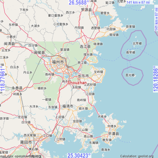 Shouzhan on map