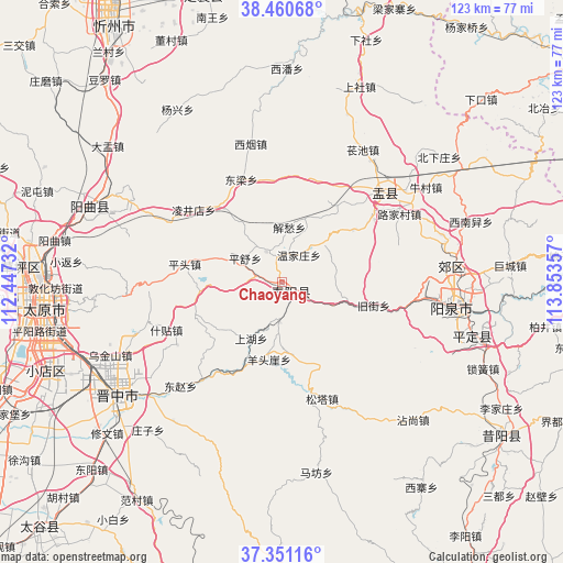 Chaoyang on map