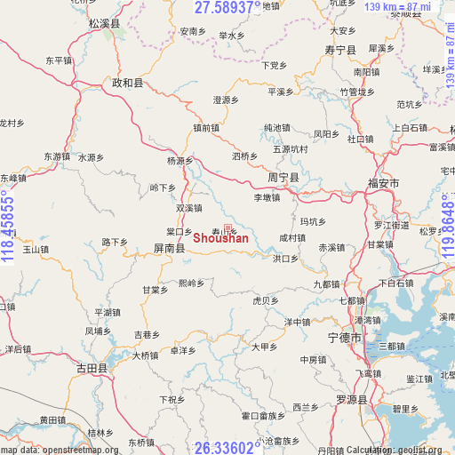 Shoushan on map