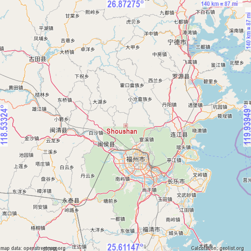 Shoushan on map