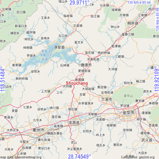 Shouchang on map