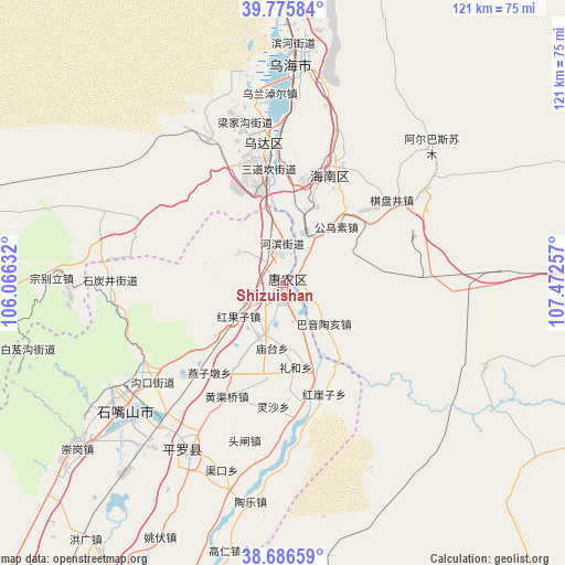 Shizuishan on map