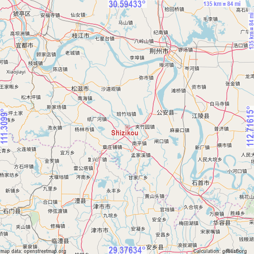 Shizikou on map