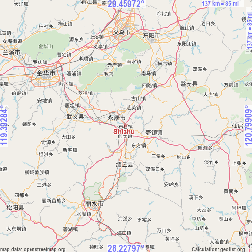 Shizhu on map