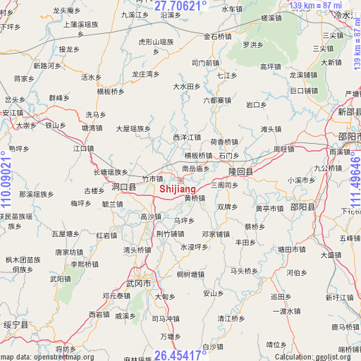 Shijiang on map
