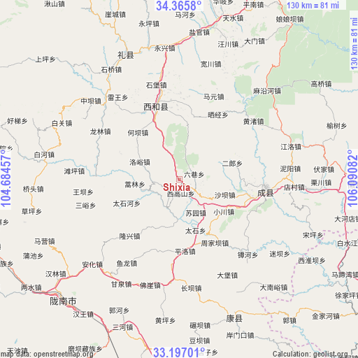 Shixia on map