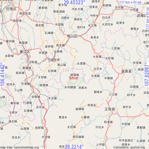 Shixi on map