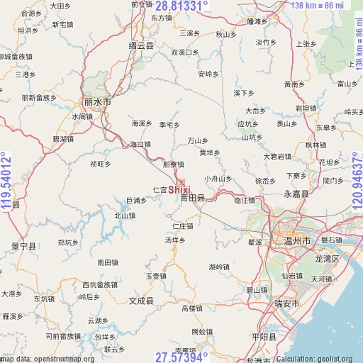 Shixi on map